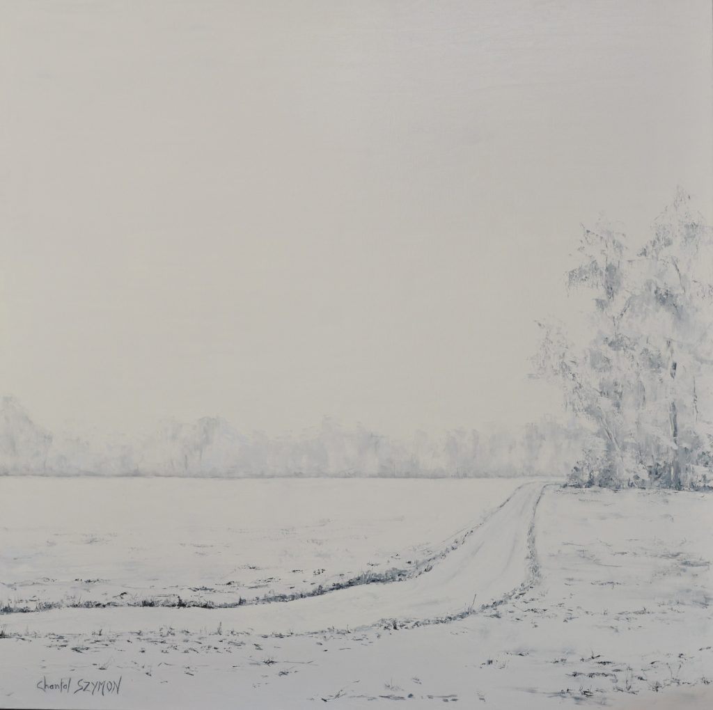 neige paysage hivernal chantal szymoniak szymon paysage blanc matin brumeux grand tableau peinture figurative