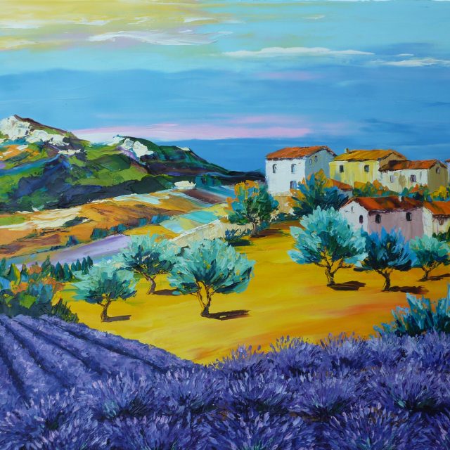 lavande peinturealhuile artistepeintre paysagedusud champdelavandes chantalszymoniak violet jaune peintureaucouteau