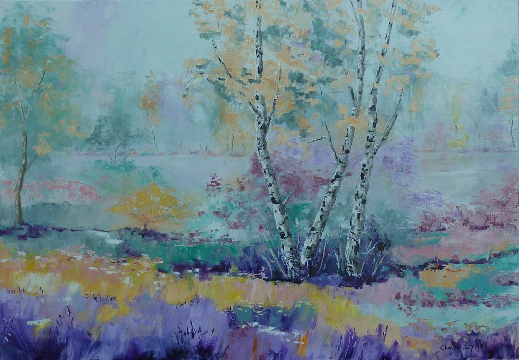 chantal szymoniak peinture bouleau arbre peinture huile étang peinture paysage reposant