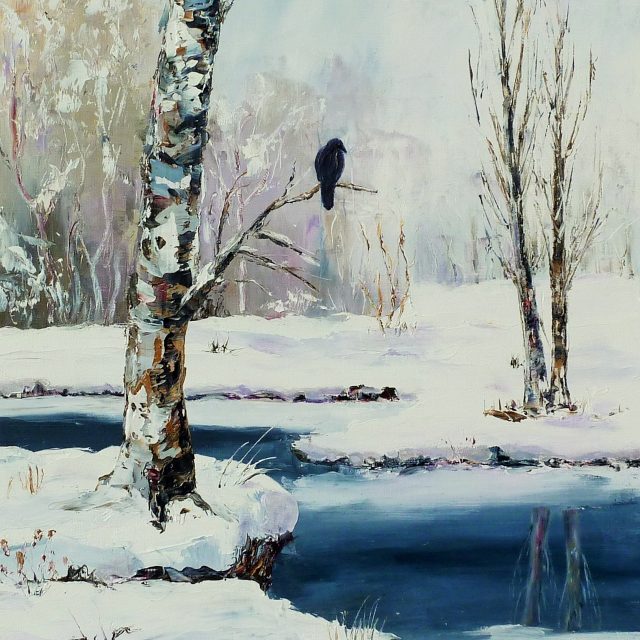 paysage d'hiver chantal szymon chantal szymoniak peinture au couteau paysage d'hiver neige