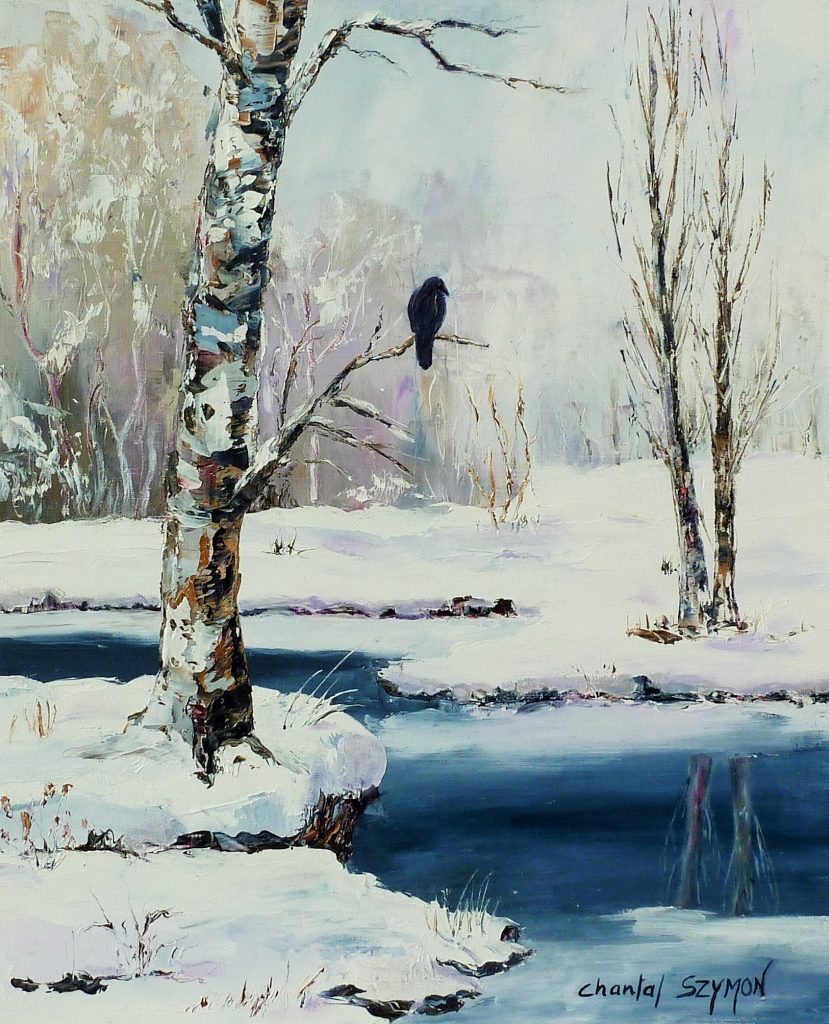paysage d'hiver chantal szymon chantal szymoniak peinture au couteau paysage d'hiver neige