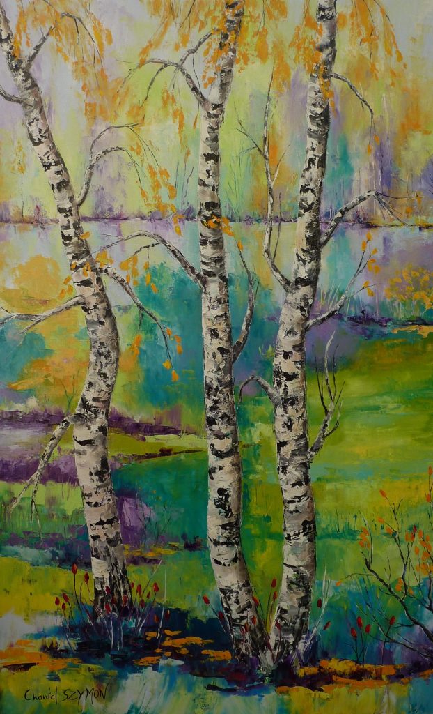 bouleau ondulation arbres chantal szymon chantal szymoniak peinture paysage impressionnisme paysage irreel