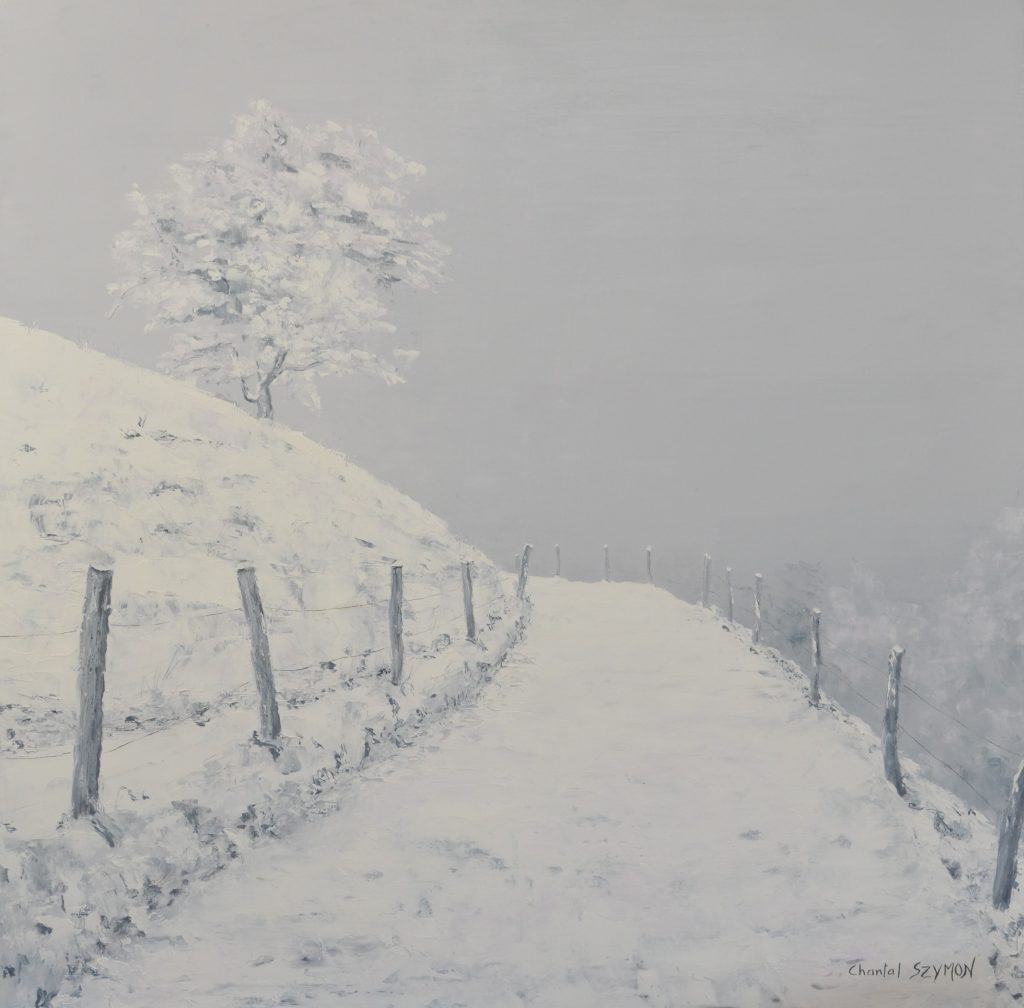 hiver peinture hivernale chantal szymon chantal szymoniak chemin enneigé neige montagne